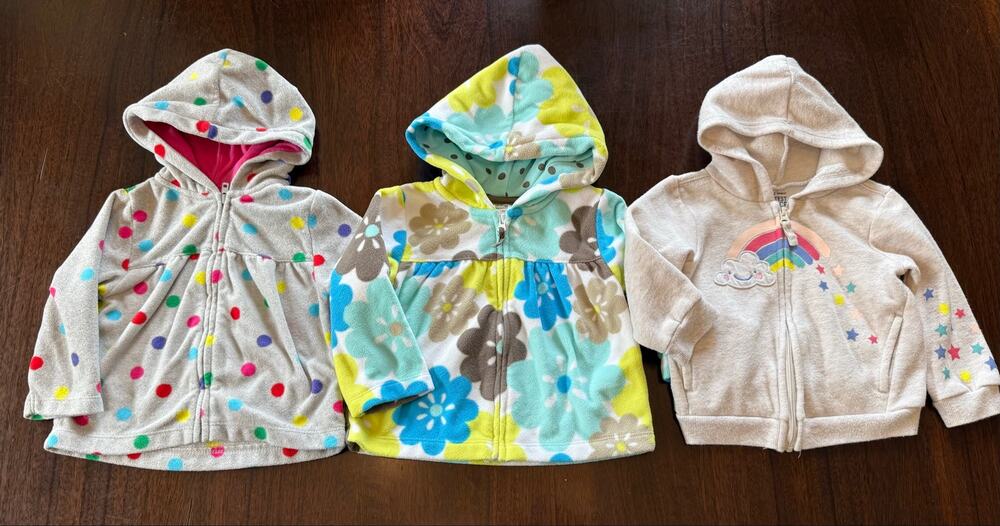 Baby Girl Zip-Up Hoodies Size 12 Months - Lot of 3
